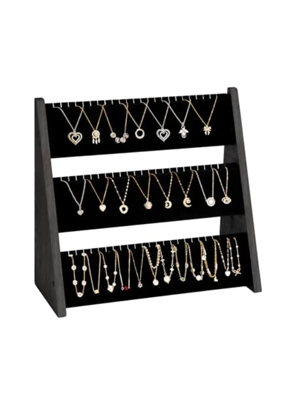 Necklace Organizer, 3-Tier Necklace Holder Jewelry Organizer Stand with Velvet